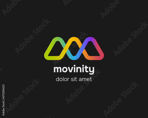 Creative colorful modern initial letter m infinity logo gradient