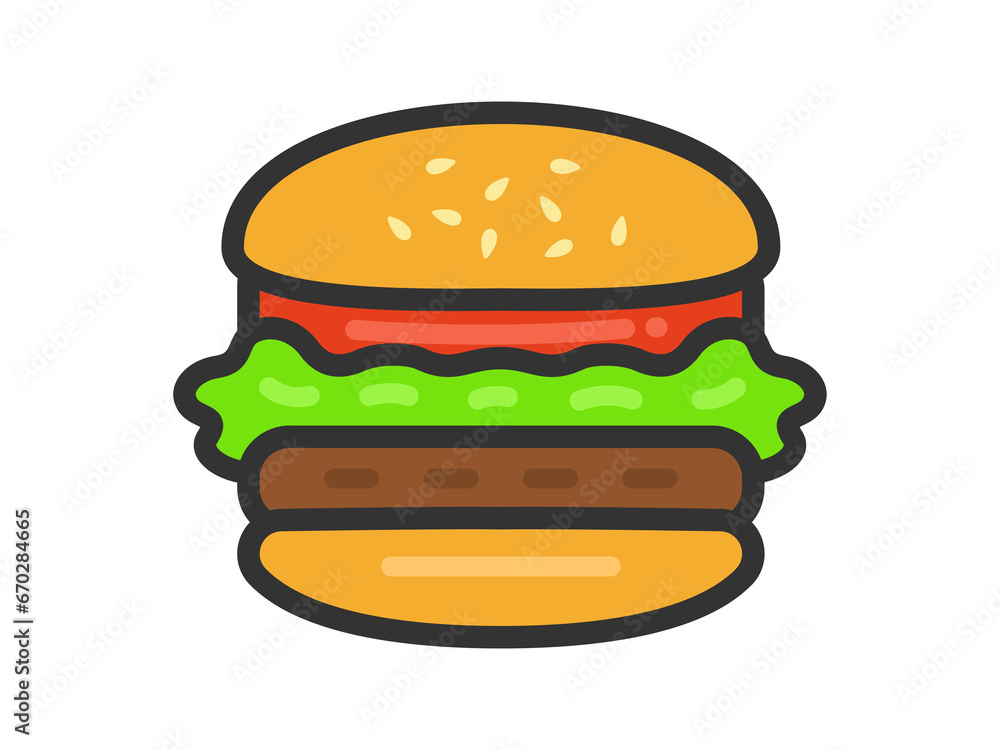 ハンバーガー(線画)のイラスト ハンバーガー(線画)のイラスト