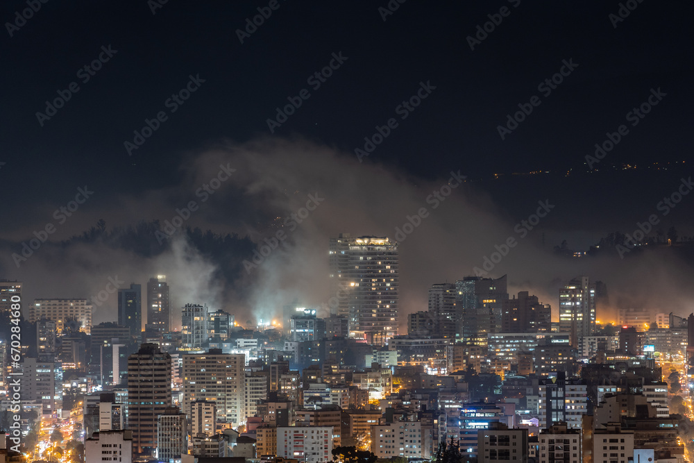 Night View Of Quito, Ecuador.