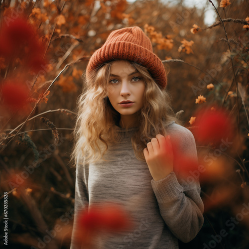 portrait of a woman in autumn park
