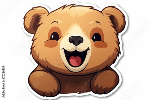 Adorable bear cartoon sticker illustration - joyful animal -. Generative AI