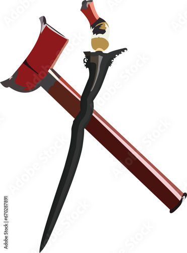Indonesian Keris Traditional Weapon Vector Illustration