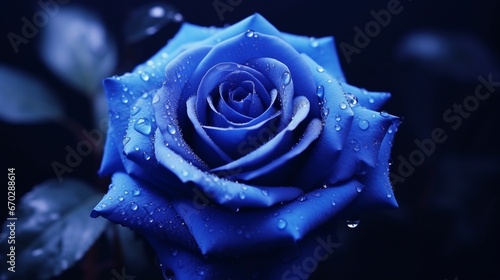 A close-up view of the delicate petals of a Blue Moon Rose, showcasing its intricate details and deep blue color.