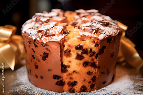 Christmas panettone filled with chocolate drops, a temptation for lovers of Christmas sweets.