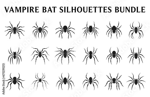 Spider silhouettes vector Clipart set, Scary spider black silhouette Set © Enamul CF  id: 58