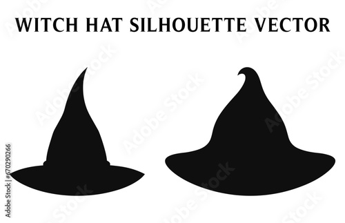 Witches Hat Vector Black silhouette, Set of witch hats icon silhouette