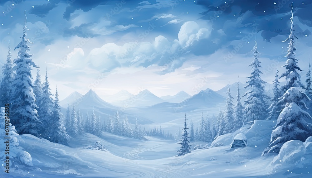 Illustration of a Breathtaking Winter Landscape