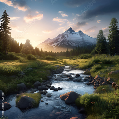 Serene Nature Vector Image, Digital Download, Landscape Illustration, Printable Artwork