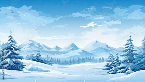 Beautiful Winter Landscape Background Illustration