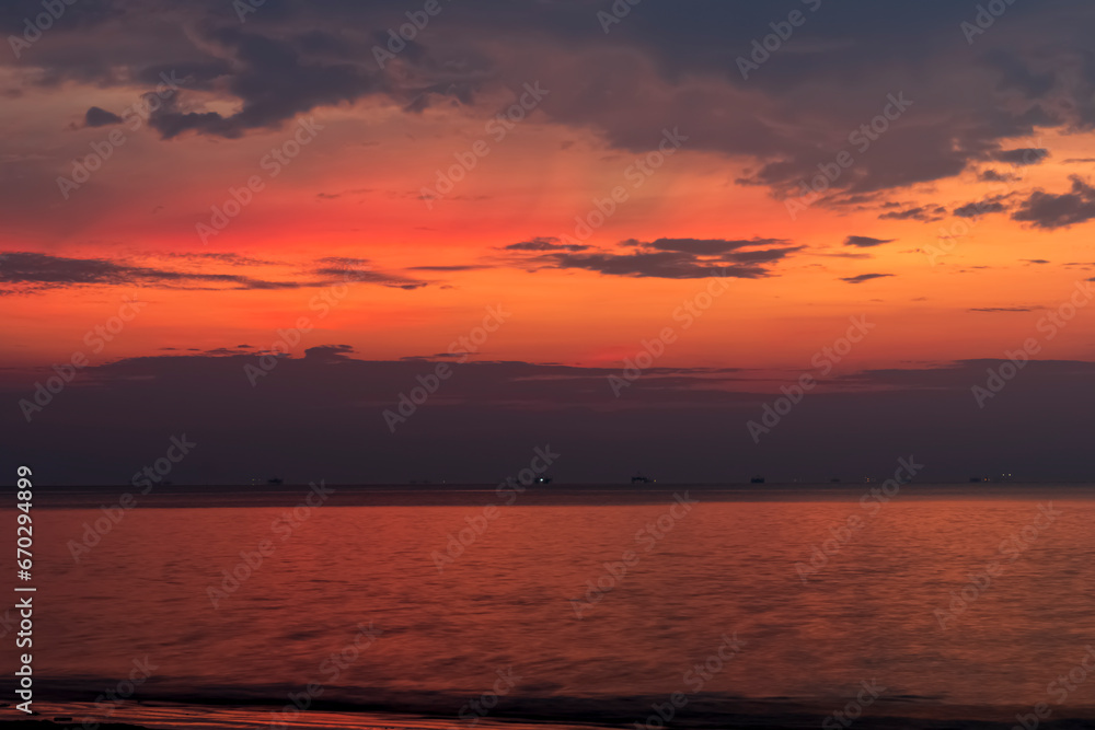 The view of the sunrise at the beautiful Panrita Lopi beach.