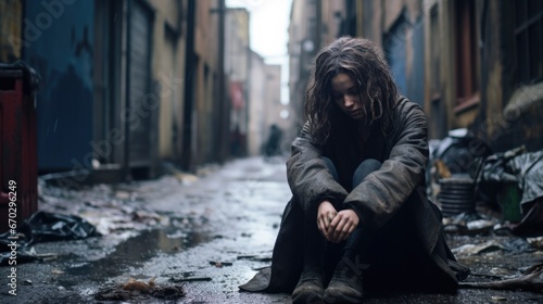 person feeling abandoned on a desolate street generative ai