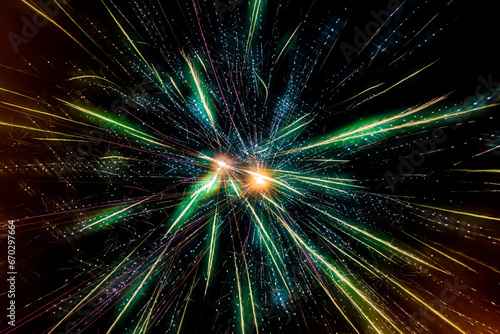 Close-up shots of fireworks exploding