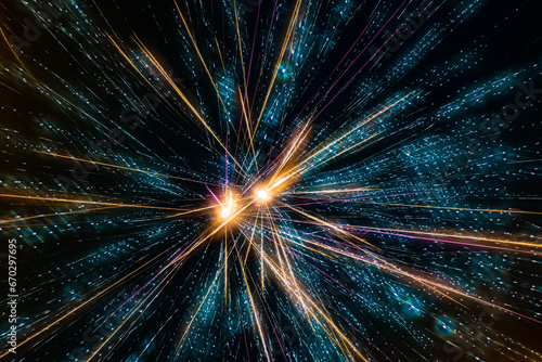 Close-up shots of fireworks exploding