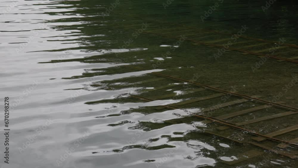 Water ripples over underwater tracks at Lake Shikaribetsu in Hokkaido, Japan Water ripples over underwater tracks at Lake Shikaribetsu in Hokkaido, Japan
