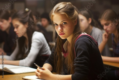 stu full classroom sitting student college female pretty class education friends group indoor people person school to sit university adult american beautiful book campus casual attire © akkash jpg