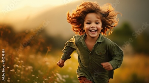 kid running in a meadow with boundless energy generative ai © ThisDesign