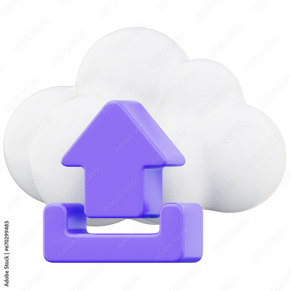 White cloud upload icon, cloud computing symbol 3d render illustration isolated on transparent background White cloud upload icon, cloud computing symbol 3d render illustration isolated on transparent background