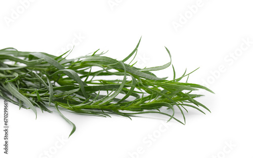 Bunch of fresh tarragon on white background © New Africa