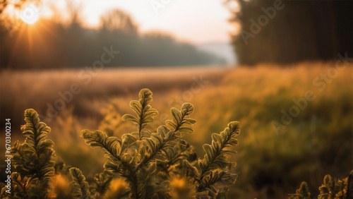 field of wheat in the morning