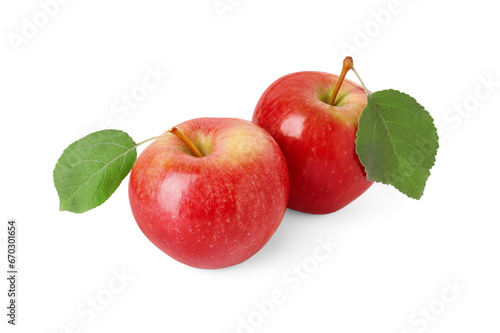 Fresh ripe red apples isolated on white