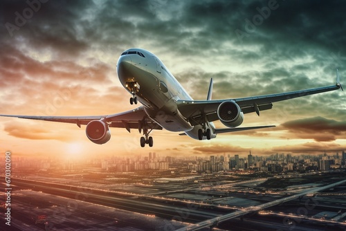 airport taking Airplane aeroplane aerodrome transportation travel air plane transport flight sky tour tourism runway fly jet departure vacation holiday trip take-off commercial business technology