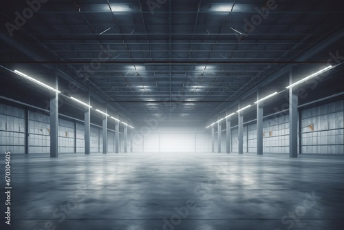 industry space empty structure steel wall metal interior Modern plant hangar storehouse warehouse factory large Use building industrial floor Concrete background construction business architecture © akkash jpg