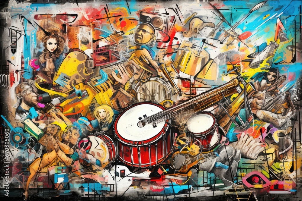 wall style urban graffiti music cool background art dance colourful architecture colours abstract ethnic instrument asia india painting detail symbol culture