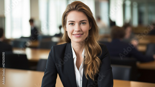 Germany business woman in office, half body shot - Generative AI