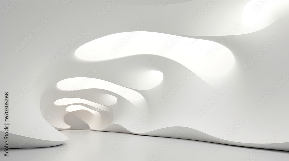 Fototapeta premium Abstract white architecture background, white geometric wallpaper