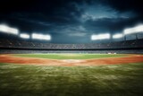 Space Copy Stadium Outdoor Field Baseball sport plate mound softball crowd fan spotlight illuminated game match arena grass dirt clay competition background turf league no people bright