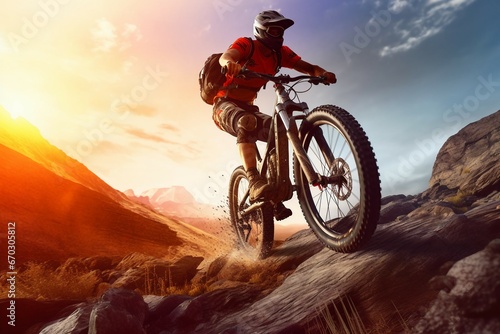 man bike moutain   bicycle bike bicyclist downhill fit lifestyle ride sport sun sunrise sunset action active activity adult adventure athlete cycle cycling equipment exercise extreme fitness © sandra