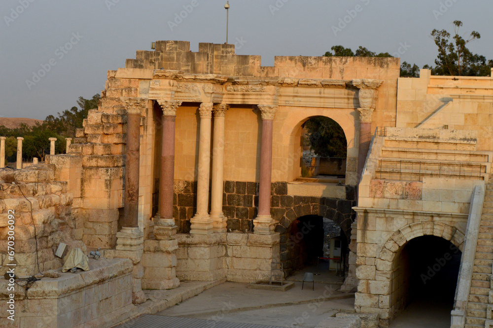 ancient roman amphitheater ruins in Israel