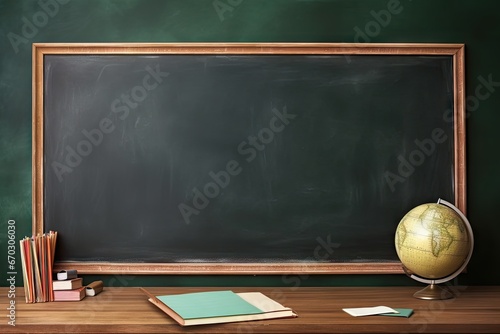 eraser chalktray frame wooden blackboard green Blank board chalk classroom college draw drawing education empty learn learning studying school time write writing background isolated used old
