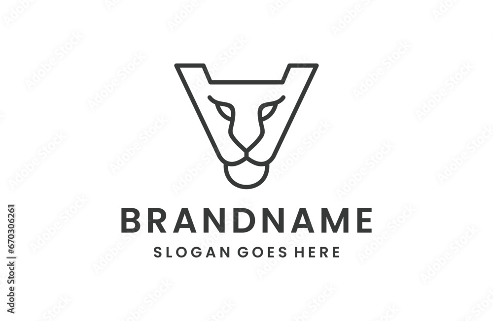 Letter v lion abstract logo template vector illustration design Letter v lion abstract logo template vector illustration design