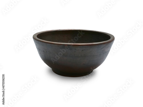 Dark brown earthy claypot cut out isolated