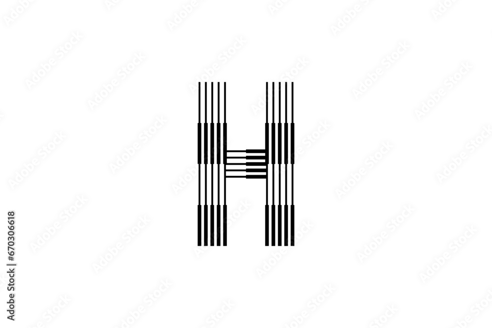 Logo H Letter monogram parallel lines shapes, Alphabet Design Template. Logo H Letter monogram parallel lines shapes, Alphabet Design Template.
