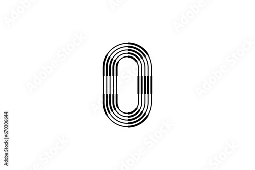 Logo 0 Letter monogram parallel line, number Design Template.