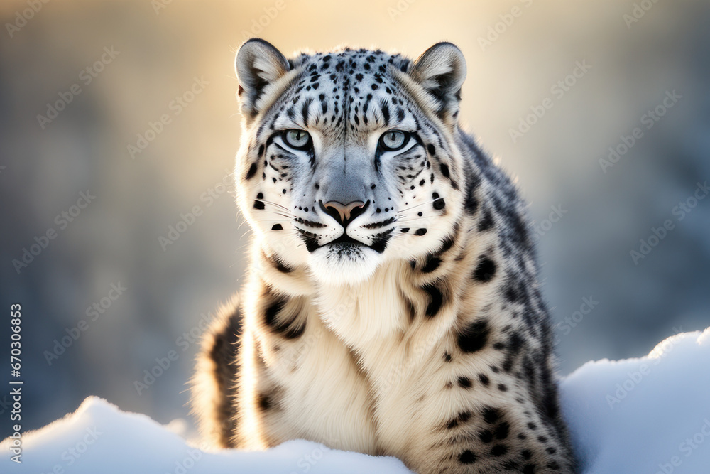 Fototapeta premium wildlife photography of a snow leopard