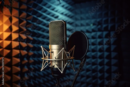 studio recording microphone professional modern broadcasting broadcast acoustic condenser media music editing composer sound show broadcaster absorption digital tube vocalist technology photo