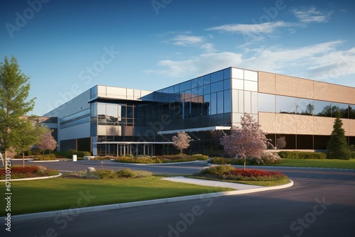 modern commercial building located industrial park headquarter facility professional rental workplace cement medicals landscaping office floor lease