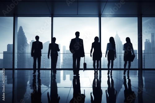 businesspeople silhouettes business team work silhouette social teamwork centre partnership figure together executive concept window success organisation group human corporate life male people suit