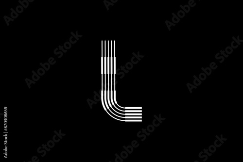Logo L Letter monogram parallel lines shapes, Alphabet Design Template.
