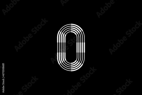 Logo O Letter monogram parallel lines shapes, Alphabet Design Template.