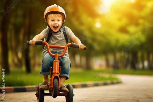 Murais de parede summer park racetrack rides boy child happy  children bike bicycle children bala