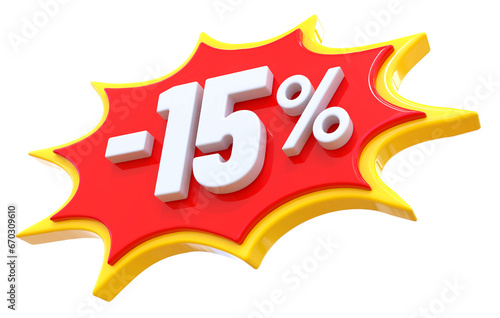 15 Percent Discount Sticker 