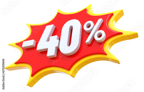 40 Percent Discount Sticker 