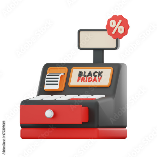 Cash Register Black Friday 3D Illustrations