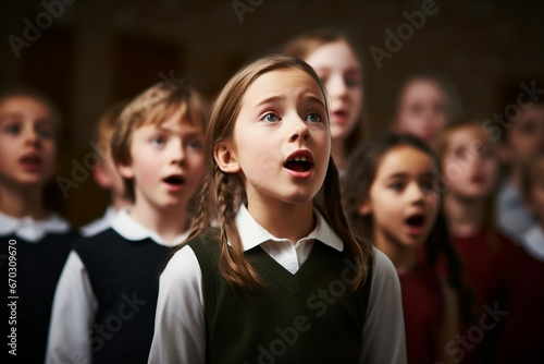 Wallpaper Mural together choir singing children school group music lesson learning pupil educati