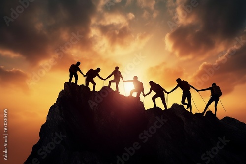 teamwork assistance mutual thanks mountain top climbed who climbers silhouette climber altruism teamwork mountaineer many team help hand crowd alpinist rescue man success emotion