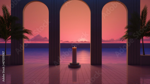 Sunset Beach Altar with Candles